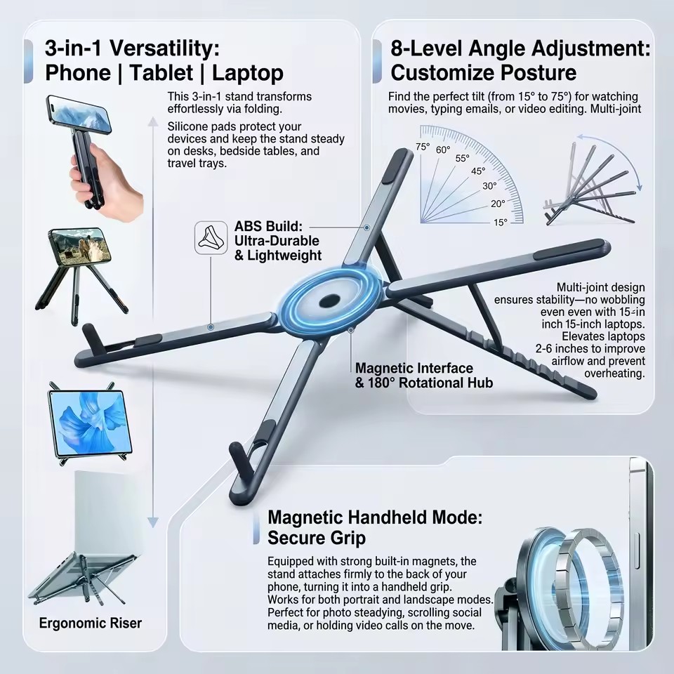 Desk Setup Equipment - Supporto Magnetico Portatile per Telefono e